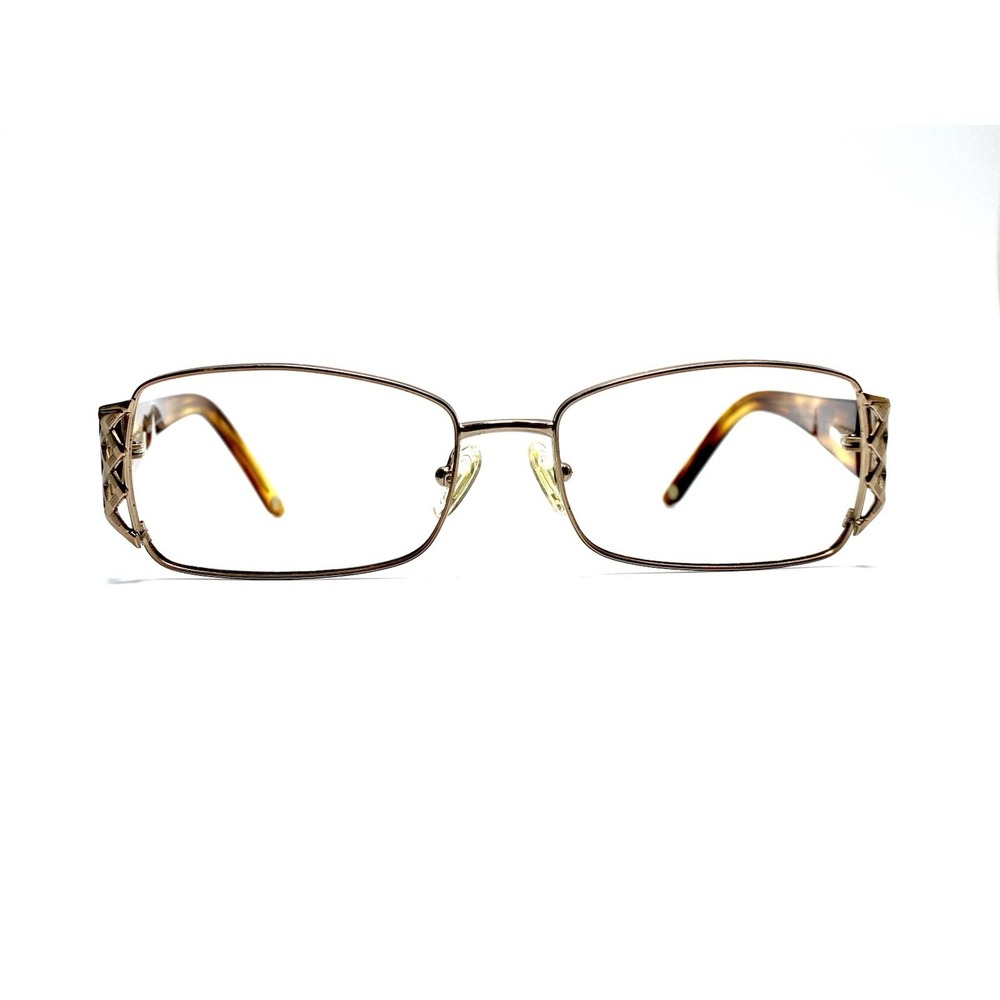 VTG Versace Gold Rectangular Glasses Italy Brown Horn Temple MOD 1160 53 16 130